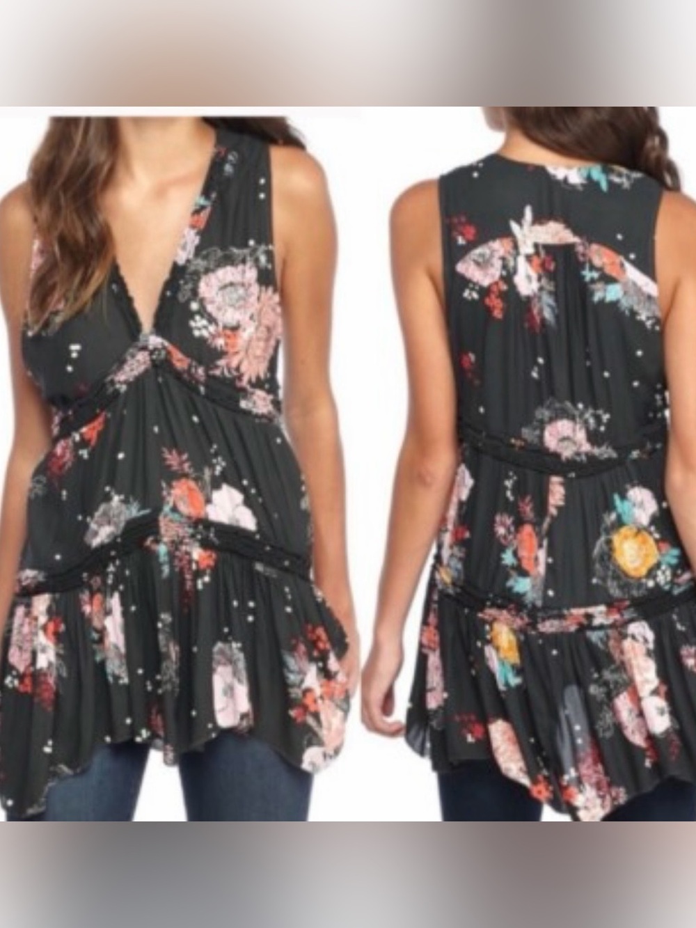 FREE PEOPLE Haze Printed Tunic Blouse Size XS